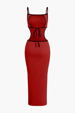 MICAS Maxi Dresses-Contrast Cut Out Backless Slip Maxi Dress