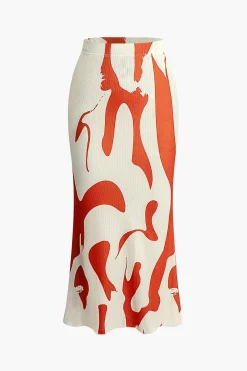 MICAS Skirts-Contrast High Waist Midi Skirt