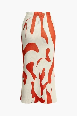 MICAS Skirts-Contrast High Waist Midi Skirt