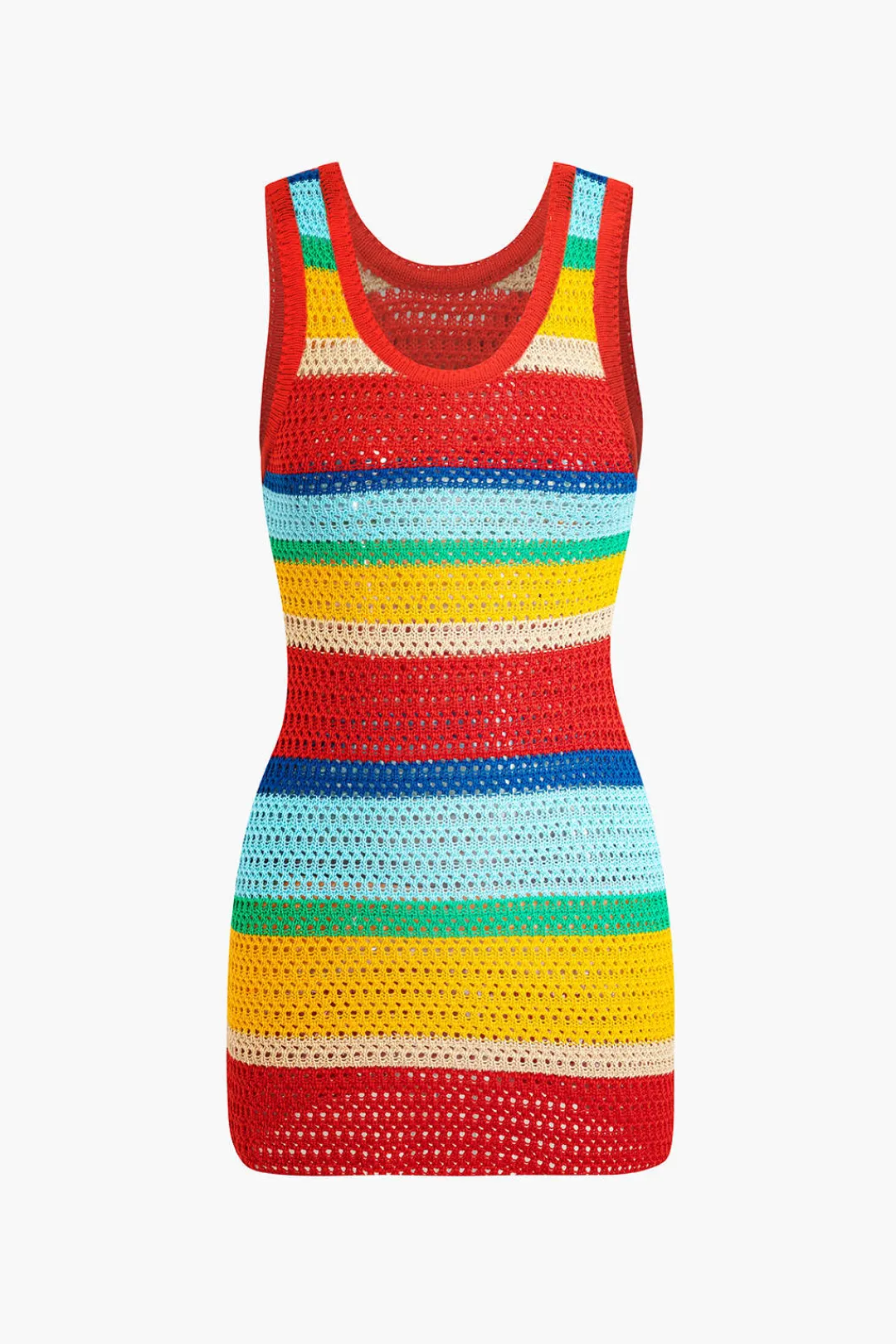 MICAS Knit Dresses-Contrast Hollow Out Tank Mini Dress MULTICOLOR