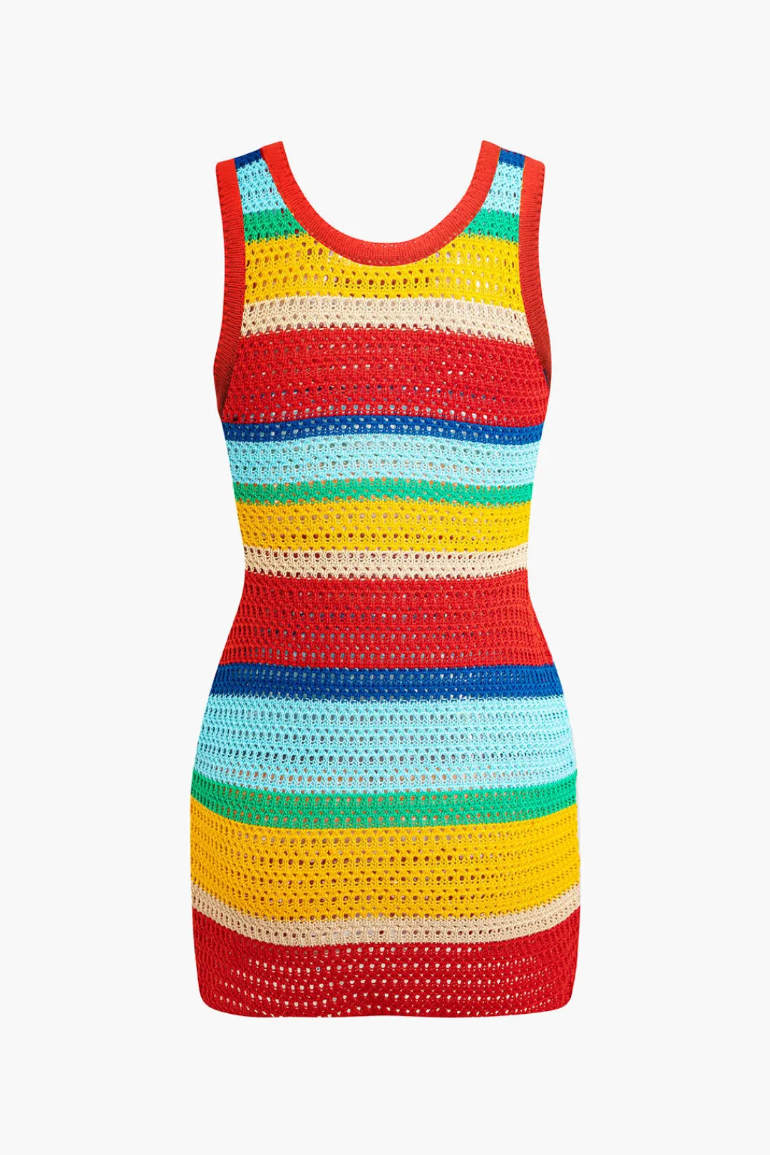 MICAS Knit Dresses-Contrast Hollow Out Tank Mini Dress MULTICOLOR