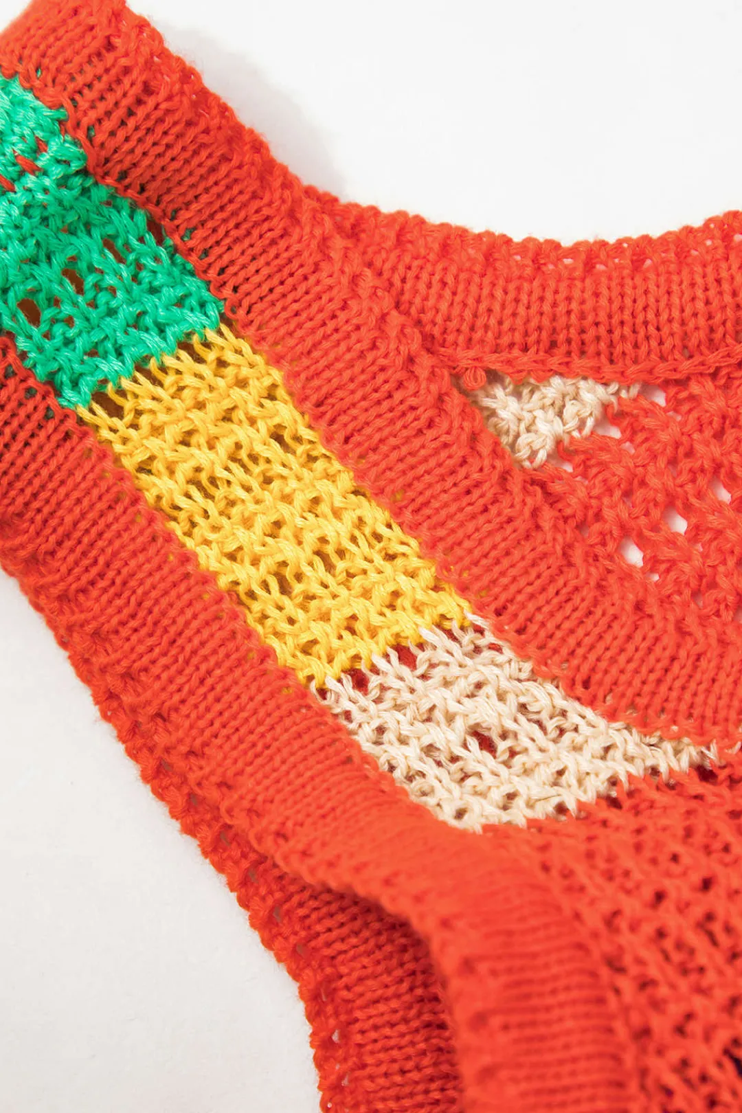 MICAS Knit Dresses-Contrast Hollow Out Tank Mini Dress MULTICOLOR