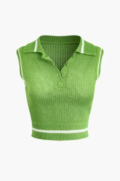 MICAS Skirt Sets|Vacation Sets-Contrast Hollow Out Tank Top And Mini Skirt Set