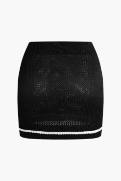 MICAS Skirt Sets|Vacation Sets-Contrast Hollow Out Tank Top And Mini Skirt Set