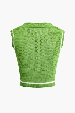 MICAS Skirt Sets|Vacation Sets-Contrast Hollow Out Tank Top And Mini Skirt Set