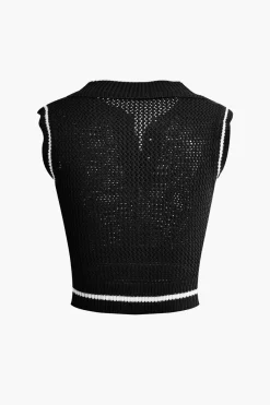 MICAS Skirt Sets|Vacation Sets-Contrast Hollow Out Tank Top And Mini Skirt Set