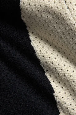 MICAS Knit Tops-Contrast Knit Backless Patchwork Long-Sleeve Top BLACK