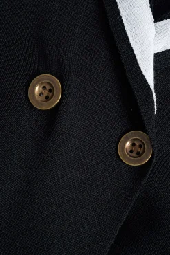 MICAS Knitwear|Knit Sets-Contrast Knit Button Cardigan And Pants Set BLACK