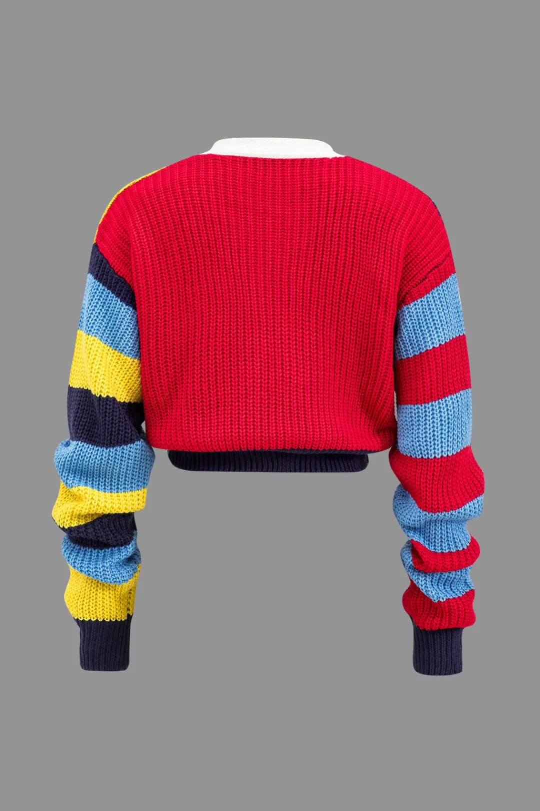 MICAS Knitwear|Knit Tops-Contrast Knit Button Long-Sleeve Top MULTICOLOR