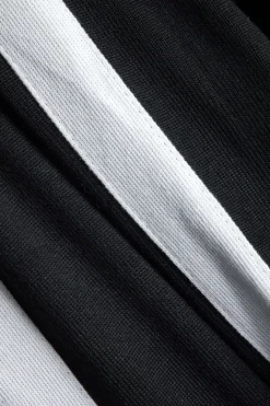 MICAS Knit Sets-Contrast Knit Button Patchwork Top And Pants Set BLACK