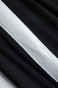 MICAS Knit Sets-Contrast Knit Button Patchwork Top And Pants Set BLACK