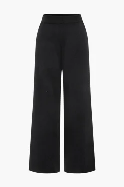 MICAS Knitwear|Knit Sets-Contrast Knit Button Ruffle Top And Pants Set BLACK