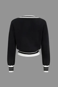 MICAS Knitwear|Knit Sets-Contrast Knit Button Top And Pants Set