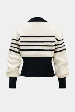 MICAS Outerwear|Knitwear-Contrast Knit Metallic Button Cardigan Contrast Color