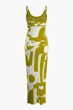 MICAS Knit Dresses-Contrast Knit Slip Maxi Dress