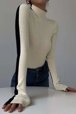 MICAS Long Sleeve Tops|Long Sleeves Tops-Contrast Long-Sleeve Top