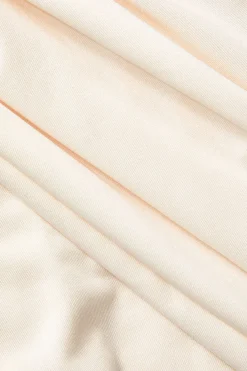 MICAS Long Sleeve Dresses|Mini Dresses-Contrast Off Shoulder Knot Bell Sleeve Pleated Mini Dress BEIGE