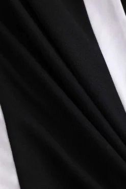 MICAS Long Sleeve Dresses|Maxi Dresses-Contrast Off Shoulder Long Sleeve Maxi Dress Contrast Color