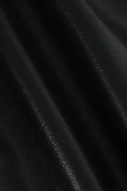 MICAS Skirts-Contrast Pleated Faux Leather Midi Skirt