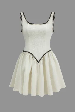 MICAS Mini Dresses-Contrast Ruched Slip Sleeveless Mini Dress IVORY