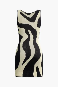 MICAS Knitwear|Knit Dresses-Contrast Sleeveless Knit Mini Dress