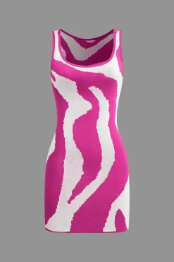 MICAS Knitwear|Knit Dresses-Contrast Sleeveless Knit Mini Dress