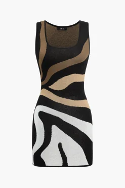 MICAS Knitwear|Knit Dresses-Contrast Sleeveless Knit Mini Dress