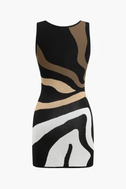 MICAS Knitwear|Knit Dresses-Contrast Sleeveless Knit Mini Dress