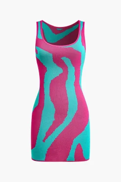 MICAS Knitwear|Knit Dresses-Contrast Sleeveless Knit Mini Dress