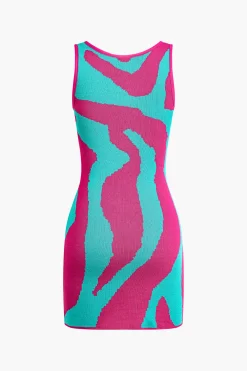 MICAS Knitwear|Knit Dresses-Contrast Sleeveless Knit Mini Dress