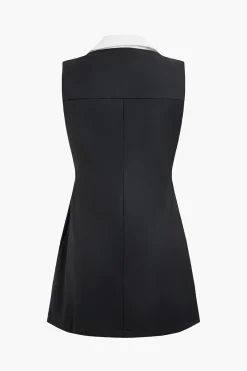 MICAS Mini Dresses-Contrast Sleeveless Mini Dress BLACK
