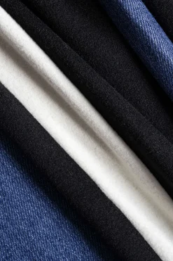 MICAS Pant Sets-Contrast Stand Collar Zipper Jacket And Patchwork Denim Pants BLACK