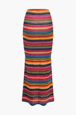 MICAS Skirt Sets-Contrast Stripe Cami Top And Skirt Set MULTICOLOR