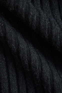 MICAS Knitwear|Knit Sets-Contrast Sweater Button Cropped Cardigan And Slip Dress Set BLACK