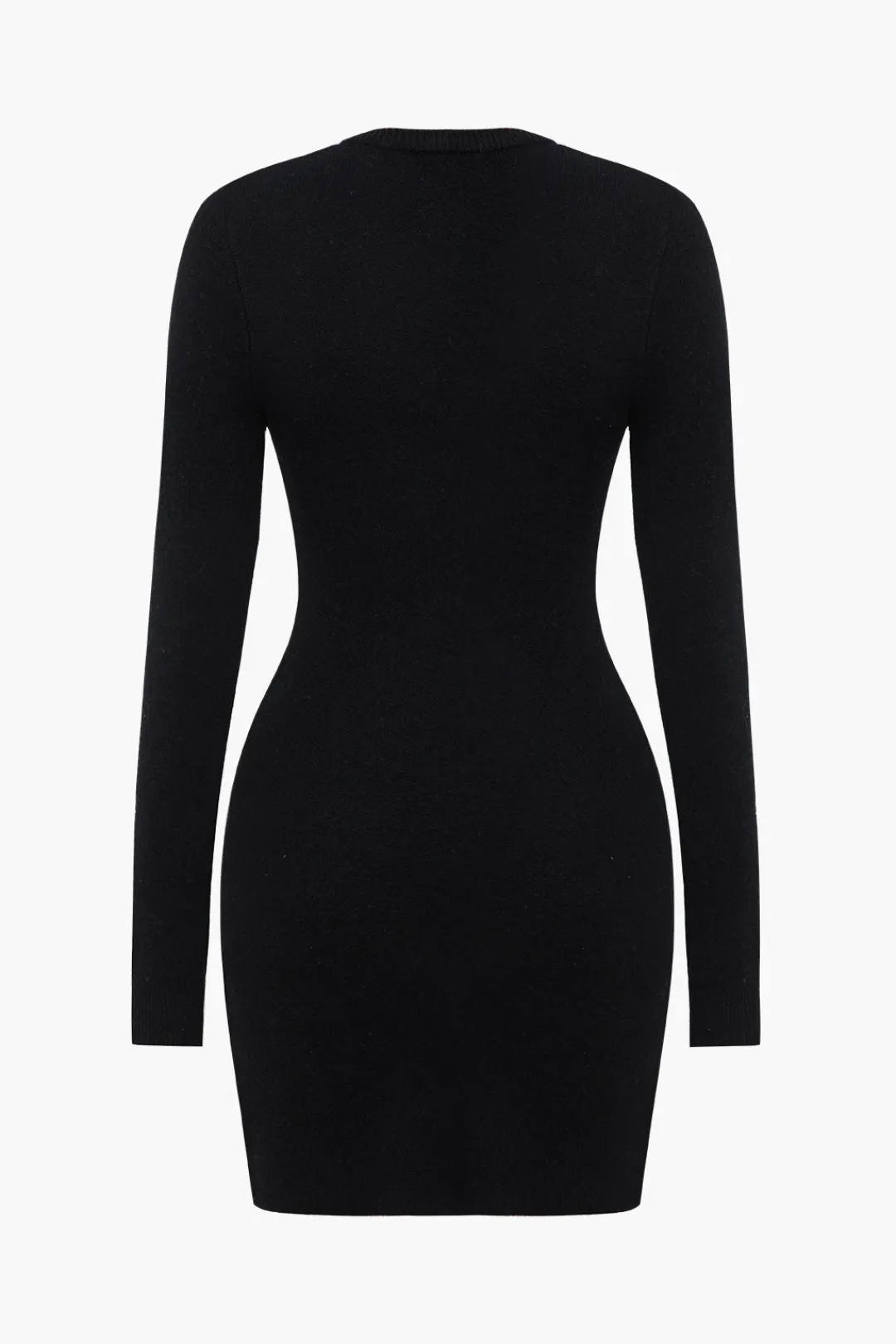 MICAS Long Sleeve Dresses|Knitwear-Contrast Sweater Dress BLACK