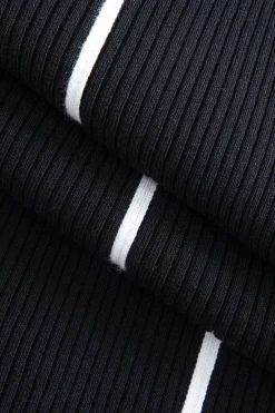 MICAS Knitwear|Knit Dresses-Contrast Sweater Dress BLACK