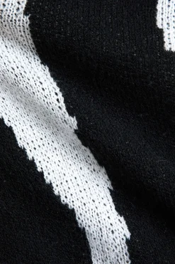 MICAS Knitwear|Knit Tops-Contrast Sweater Long-Sleeve Top BLACK