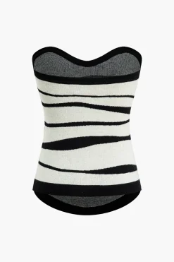 MICAS Knitwear-Contrast Sweater Tube Top IVORY