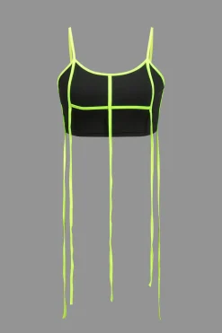 MICAS Short Sets-Contrast Tie Crop Cami Top And Shorts Set BLACK