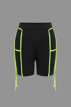 MICAS Short Sets-Contrast Tie Crop Cami Top And Shorts Set BLACK