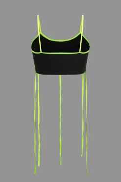 MICAS Short Sets-Contrast Tie Crop Cami Top And Shorts Set BLACK