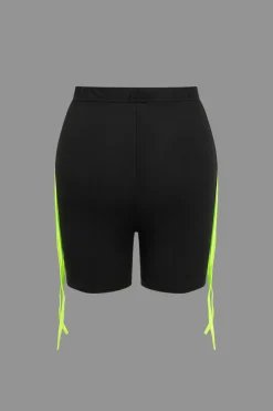 MICAS Short Sets-Contrast Tie Crop Cami Top And Shorts Set BLACK