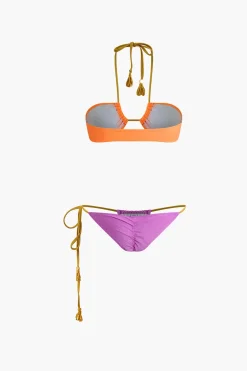 MICAS Swimwear-Contrast Tie Halter Bikini Set DARK ORANGE