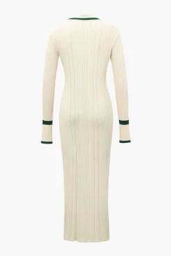 MICAS Knitwear|Knit Dresses-Contrast Trim Button Down Knitted Dress