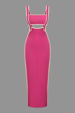 MICAS Vacation Sets-Contrast Trim Tube Top And Pinafore Dress Set