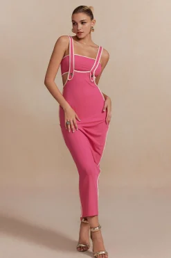 MICAS Vacation Sets-Contrast Trim Tube Top And Pinafore Dress Set