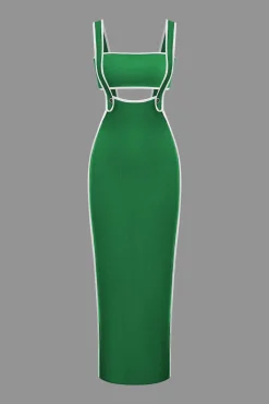 MICAS Vacation Sets-Contrast Trim Tube Top And Pinafore Dress Set