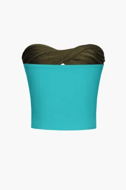 MICAS Tube Tops-Contrast Twisted Front Tube Top ORANGE