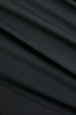 MICAS Bodysuits-Contrast V-neck Long Sleeve Bodysuit BLACK