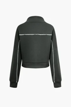 MICAS Pant Sets-Contrast Zipper Trousers Set DARK GRAY